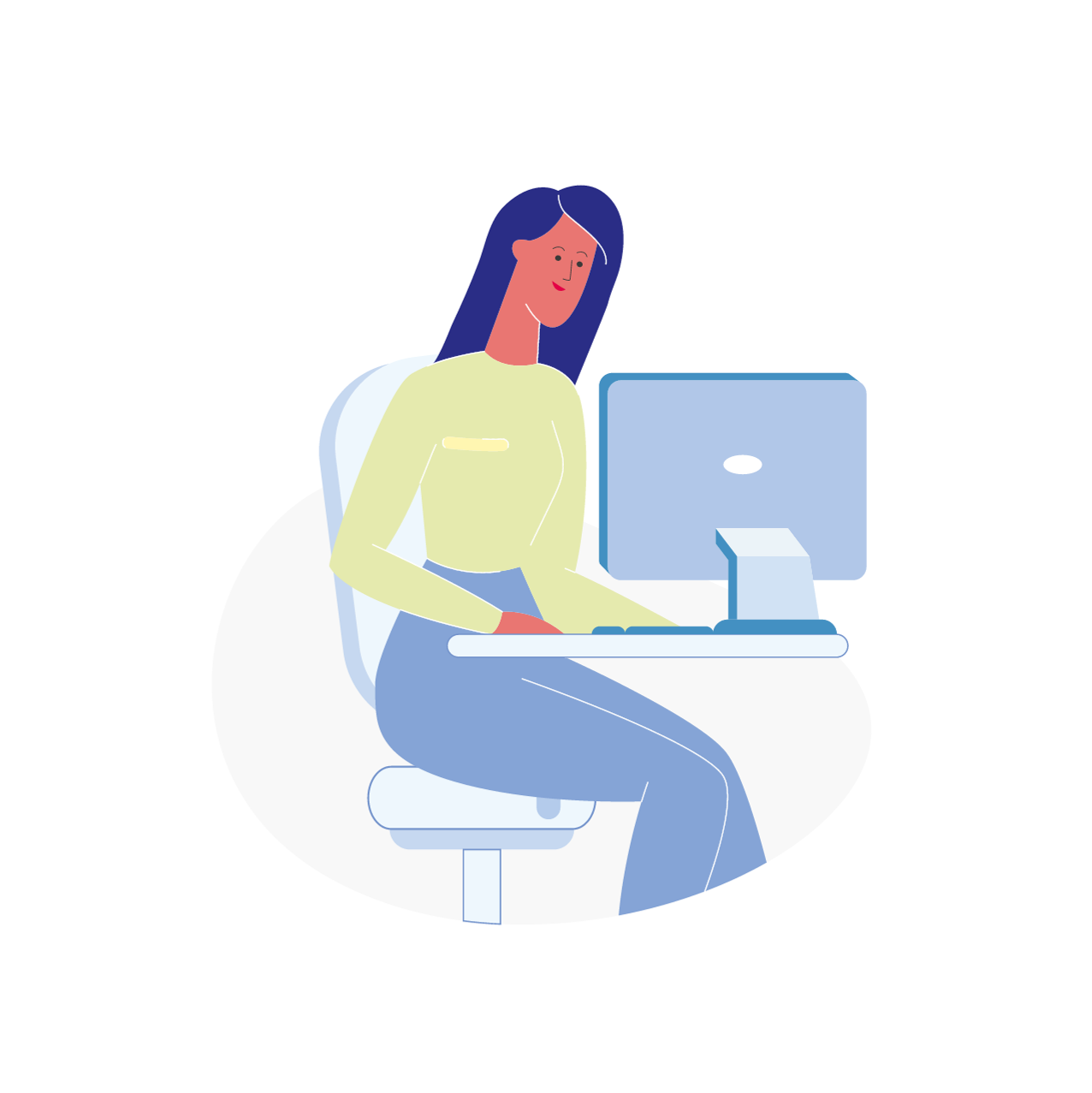 Illustration of a woman working on a computer